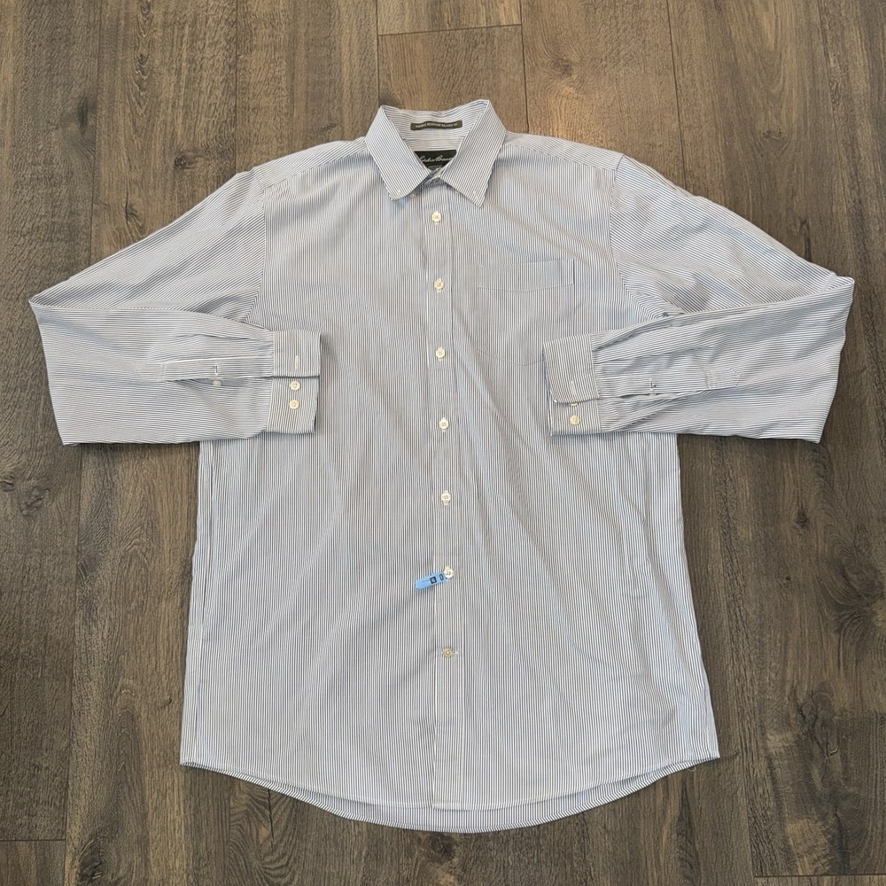Eddie Bauer Mens Sz LT Striped Button Down Shirt Long Sleeve Wrinkle Resistant